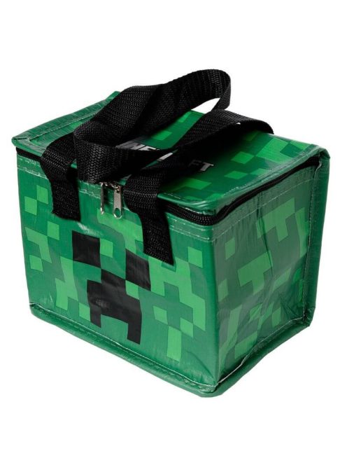 Minecraft mintás uzsonnás táska, hűtőtáska, 20x17x13cm, Minecraft Creeper, zöld