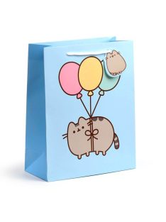   Pusheen cicás ajándéktáska, 33x26x12cm, nagy, macska lufikkal