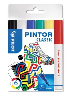   PILOT Dekormarker készlet, 1 mm, PILOT "Pintor F" 6 különböző klasszikus szín