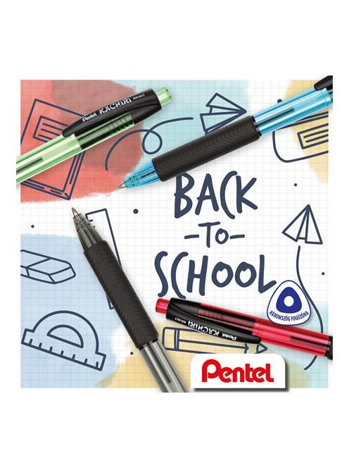 PENTEL Golyóstoll, 0,35 mm, nyomógombos, PENTEL "Kachiri BK457", kék