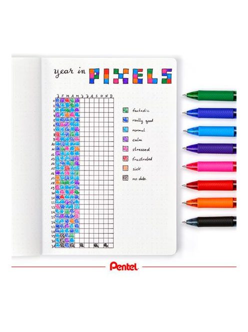 PENTEL Zseléstoll, 0,35 mm, nyomógombos, PENTEL "EnerGelX BL107", fekete