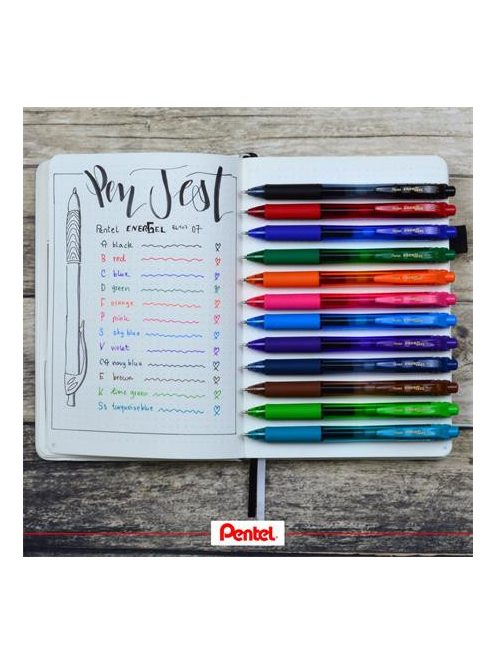 PENTEL Zseléstoll, 0,35 mm, nyomógombos, PENTEL "EnerGelX BL107", zöld