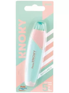   PENTEL Hibajavító roller, 5 mm x 6 m, utántölthető, PENTEL "Knoky", világoszöld-barack