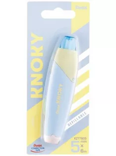   PENTEL Hibajavító roller, 5 mm x 6 m, utántölthető, PENTEL "Knoky", kék-sárga