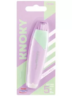   PENTEL Hibajavító roller, 5 mm x 6 m, utántölthető, PENTEL "Knoky", világoszöld-lila