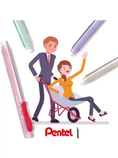   PENTEL Radírstift, tolóbetétes, PENTEL "ZE11-A", piros klip