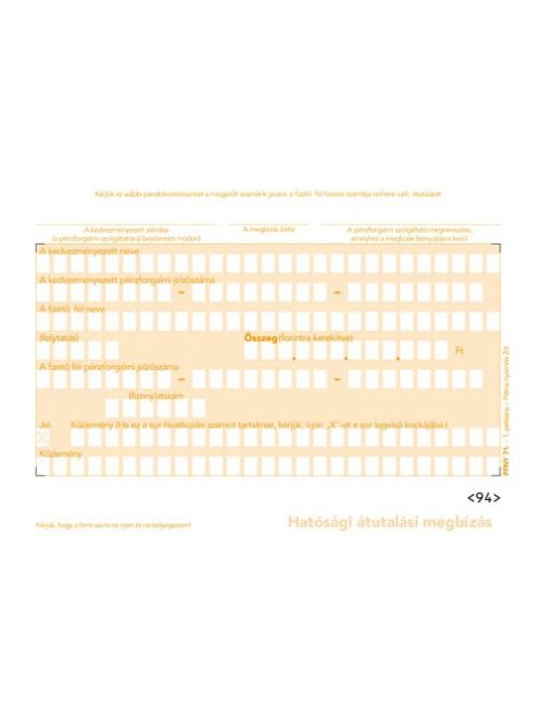 Pátria Nyomtatvány Hatósági átutalási megbízás 3 lapos garn.