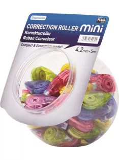   PLUS Hibajavító roller display, mini, 5 mm x 6 m, PLUS, vegyes színek
