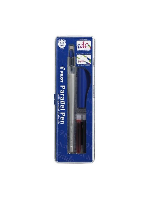 PILOT Töltőtoll, 0,5-6 mm, kék kupak, PILOT "Parallel Pen"