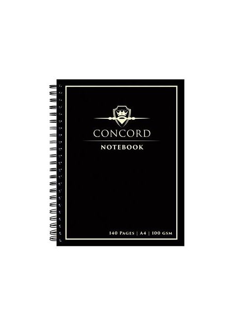 CONCORD Spirálfüzet, A4, vonalas, 70 lap, CONCORD, fekete