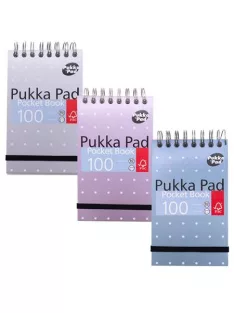   PUKKA PAD Jegyzetfüzet, A7, spirálozott, vonalas, 50 lap, PUKKA PAD "Metallic Pocket Book", vegyes színek