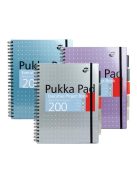 PUKKA PAD Spirálfüzet, A4+, vonalas, 100 lap, PUKKA PAD "Metallic Project Book", vegyes szín