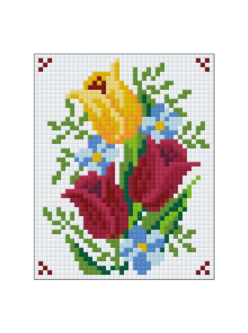 Pixel szett 1 normál alaplappal, színekkel, tulipánok (801078)