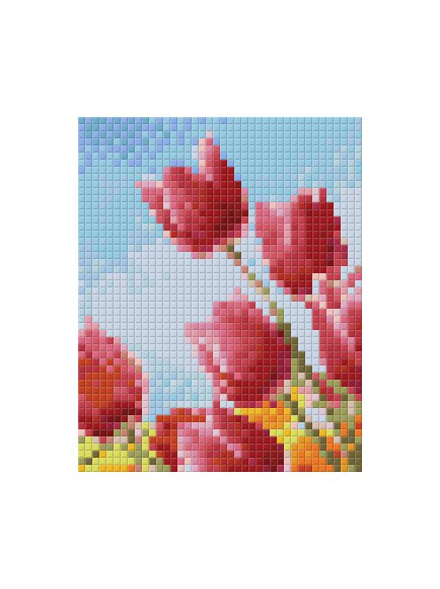 Pixel szett 1 normál alaplappal, színekkel, tulipánok (801332)