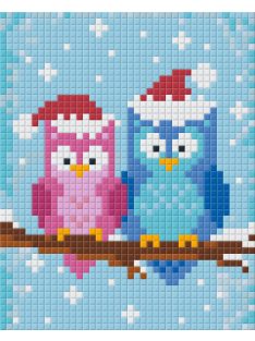   Pixel szett 1 normál alaplappal, színekkel, baglyok télen (801418)