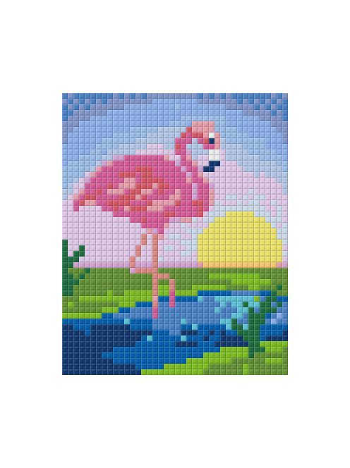 Pixel szett 1 normál alaplappal, színekkel, flamingó, naplementével (801427)