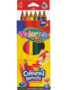 Színes ceruza háromszögletű vastag, hegyezővel, 6 szín