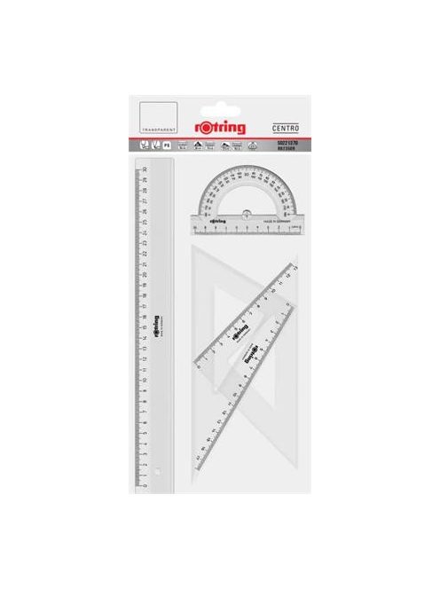 ROTRING Vonalzó készlet, műanyag, ROTRING, víztiszta
