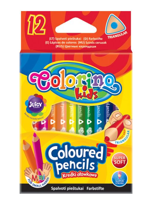 Háromszögletű rövid, JUMBO színes ceruza készlet, rövid, 12 szín