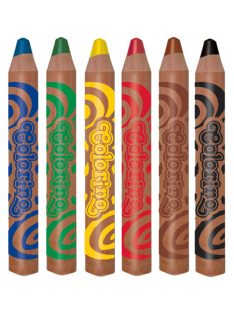   Háromszögletű rövid, JUMBO natúr színes ceruza készlet, hegyezővel, 6 szín