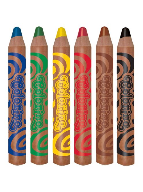 Háromszögletű rövid, JUMBO natúr színes ceruza készlet, hegyezővel, 6 szín