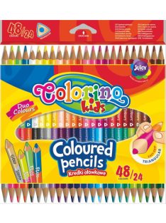   Háromszögletű színes ceruza készlet, kétoldalas, 48 szín