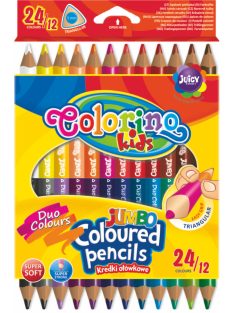   Háromszögletű JUMBO kétoldalas színes ceruza készlet, kétoldalas, 24 szín