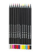 Háromszögletű színes ceruza, fekete fa, hegyezővel, 12 szín