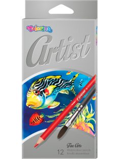   Színes akvarell ceruza készlet, Artist, kerek, ecsettel, 12 szín
