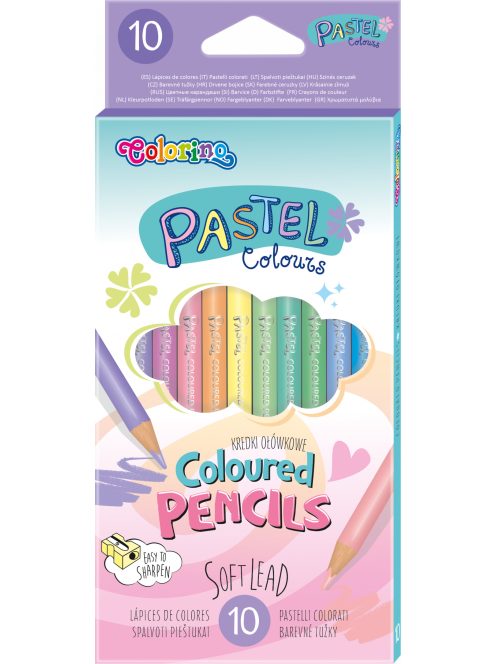 Színes ceruza készlet, Pasztell, kerek, 10 szín