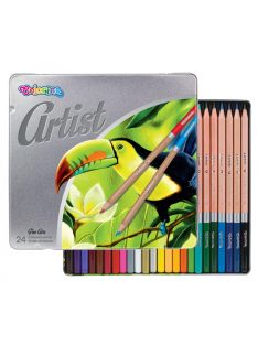   Színes ceruza készlet natur, Artist, kerek, fém dobozban, 24 szín