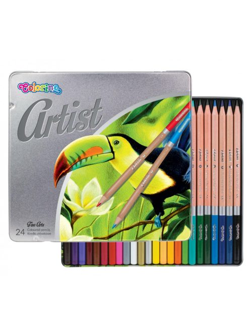 Színes ceruza készlet natur, Artist, kerek, fém dobozban, 24 szín