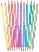 Pasztel színes ceruza készlet, kétoldalas, kerek, 24 szín