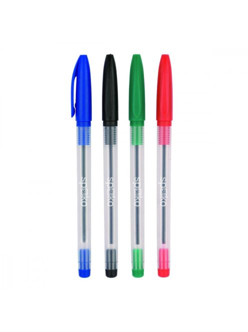 Golyóstoll eldobható kupakos Spoko, írásszín zöld