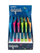 Golyóstoll S0116 AQUA, neon vegyes, kék íráskép, displayben, vegyes színű tolltest