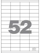 Öntapadó etikett címke, 52, 5 × 21,2 mm, papír, A4, fehér - 5200 db