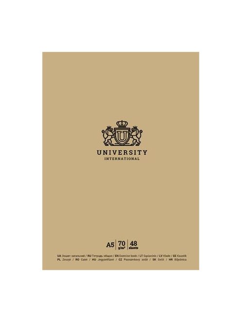 SHKOLYARYK Füzet, tűzött, A5, kockás, 48 lap, SHKOLYARYK "University International", vegyes