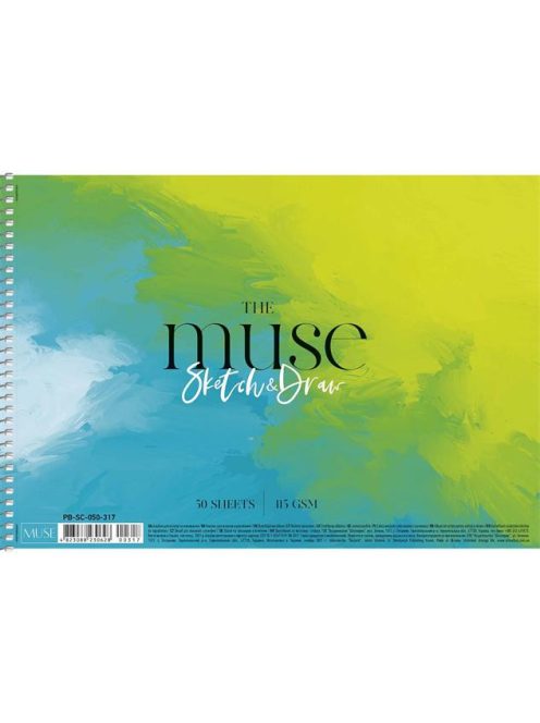 SHKOLYARYK Vázlatfüzet, spirál, A4, 115 g, 50 lap, SHKOLYARYK "Sketch&Draw Muse"