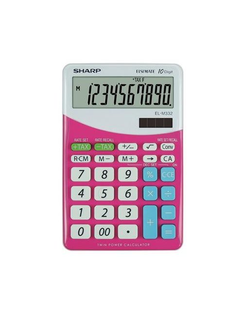 SHARP Számológép, asztali, 10 számjegy, SHARP "EL-M332", pink