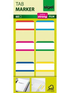   SIGEL Jelölőcímke, megerősített, fehér szélű, 25x38 mm, 6x10 db, SIGEL, vegyes színek