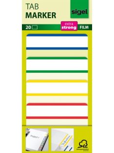   SIGEL Jelölőcímke, megerősített, fehér szélű, 50x38 mm, 4x5 db, SIGEL, vegyes színek