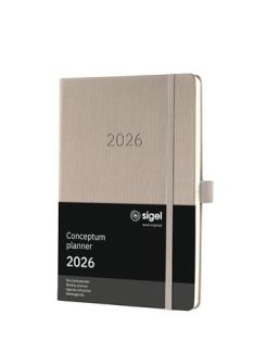   SIGEL Naptár, A5, heti, 2026, kemény borító, SIGEL "Conceptum", taupe