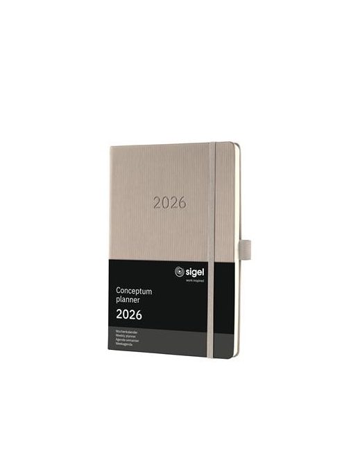 SIGEL Naptár, A5, heti, 2026, kemény borító, SIGEL "Conceptum", taupe