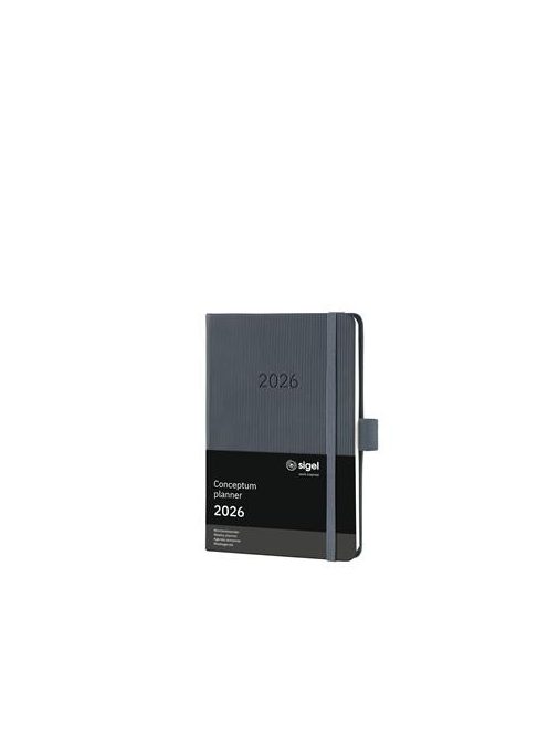 SIGEL Naptár, A6, heti, 2026, kemény borító, SIGEL "Conceptum", sötét szürke