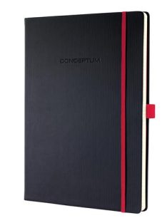   SIGEL Jegyzetfüzet, exkluzív, A4, vonalas, 97 lap, keményfedeles, SIGEL "Conceptum Red Edition", fekete-piros