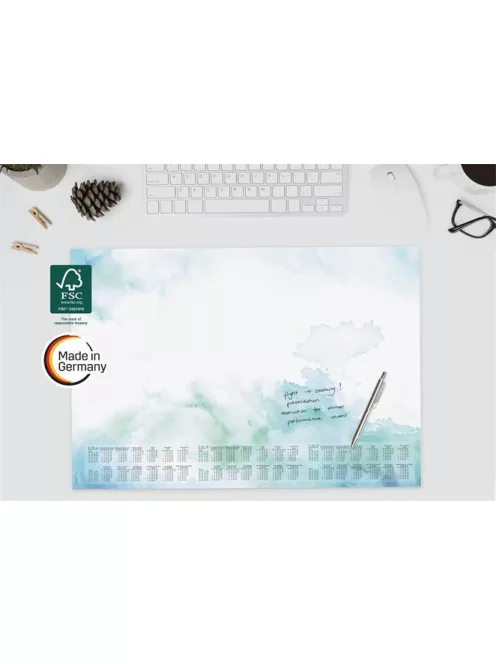 SIGEL Könyökalátét, 595x410 mm, 3 éves és heti tervezővel, SIGEL "Watercolor Sea"