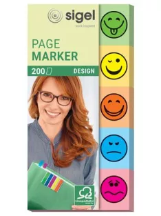   SIGEL Jelölőcímke, papír, 5x40 lap, 20x50 mm, SIGEL "Smile", vegyes szín