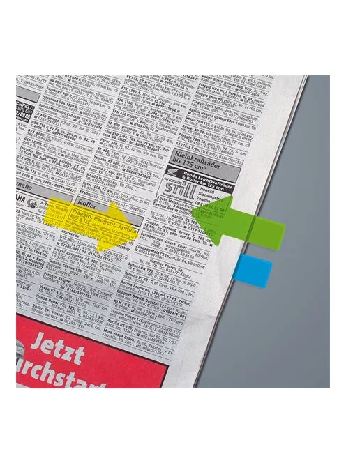 SIGEL Jelölőcímke, műanyag, 5x25 lap, 25x45 mm, SIGEL "Nyilak", vegyes szín