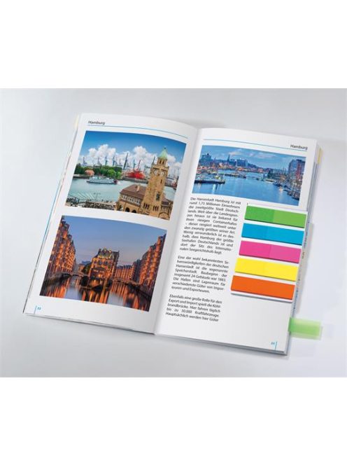 SIGEL Jelölőcímke, műanyag, 5x25 lap, 12x50 mm, klippel, SIGEL "Clip", vegyes szín