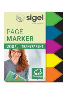   SIGEL Jelölőcímke, műanyag, 5x40 lap, 12x45 mm, SIGEL "Nyilak", vegyes szín